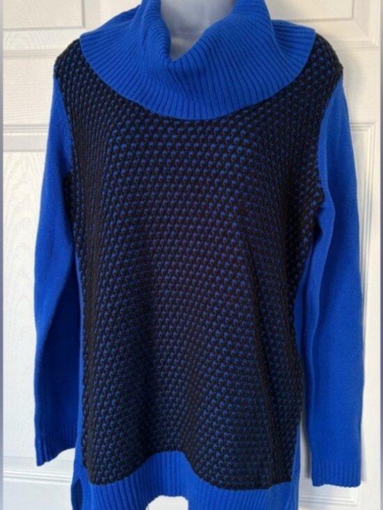 Calvin Klein Sweaters - Calvin Klein Sweater colorblock cowl neck sweater blue black size Medium NWT